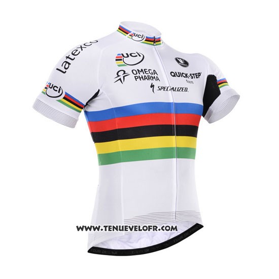 2016 Maillot Ciclismo UCI Mondo Champion Lider Quick Step Blanc Manches Courtes et Cuissard